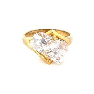 Sterling Gold Vermeil Clear Cz Taiwan Ring